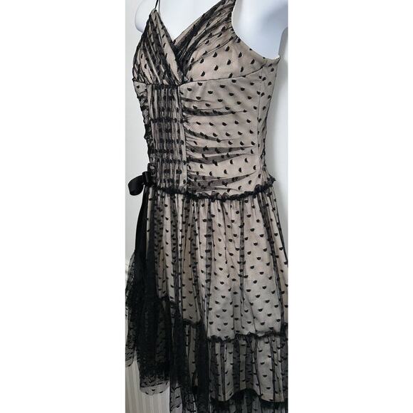 Jessica McClintock Girls Formal Dress 16 Black Lace Swiss Dot Sleeveless Party - Picture 3 of 10